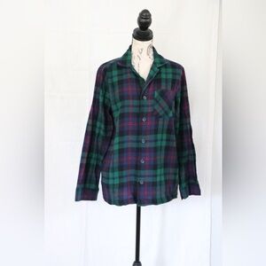 Old Navy Women's Plaid Button Down Shirt - Green and Navy